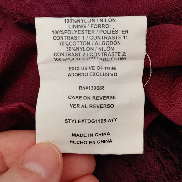 Taylor & Sage Maroon Lace Dress - Picture 6 of 6